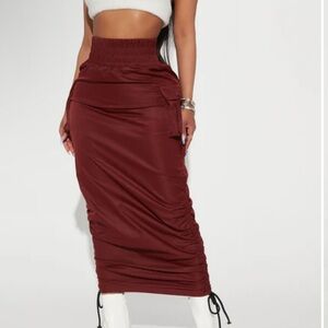 Fashion Nova Burgundy Maxi Skirt